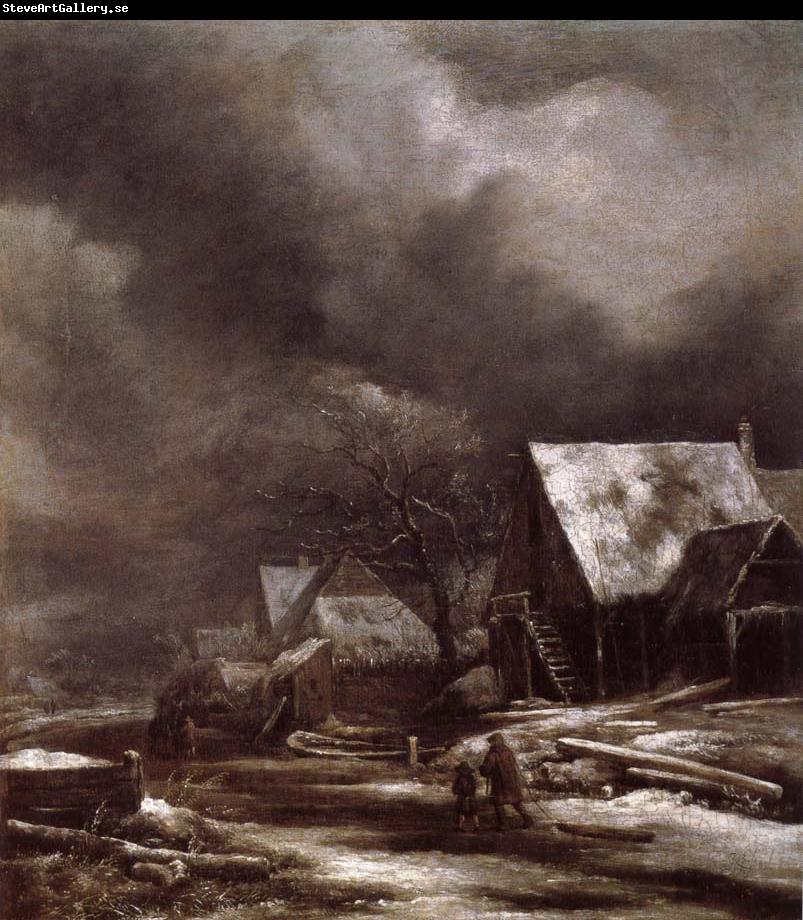 Jacob van Ruisdael Village in Winter